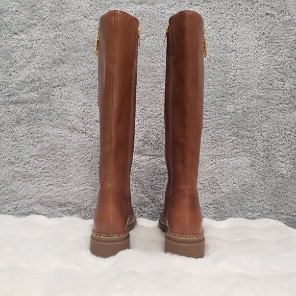 Michael Kors Regan Tall Boots Leather Women's Size 9.5 NEW luggage brown Zipper - Picture 7 of 11